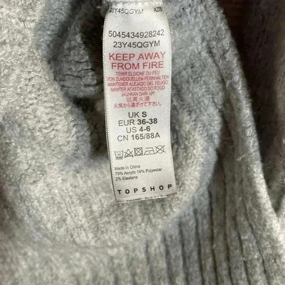 Topshop Women’s Pullover Knit Sweater Gray Size US 4-6 - Picture 5 of 6